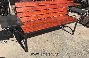 1Металлическая скамейка с ровными столами (210х45)см