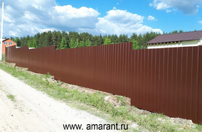 Забор из профнастила, столбы бетонируются фото; Забор из профнастила, столбы бетонируются от amarant.ru